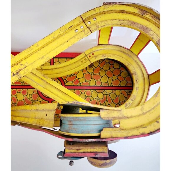 1940-50s J. Chein Tin Litho Wind Up Rollercoaster Toy Antique Circus INVRM - Picture 5 of 10